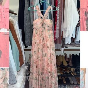 PinkBlush chiffon halter maxi dress